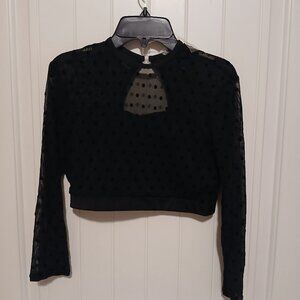 Curtain Call brand womens costume sheer mesh crop top blouse